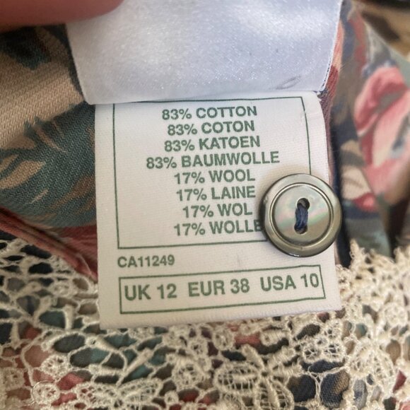 1980s Laura Ashley Great Britain Cottagecore Prairie Dress Lace Collar US10/UK12 - Picture 6 of 10